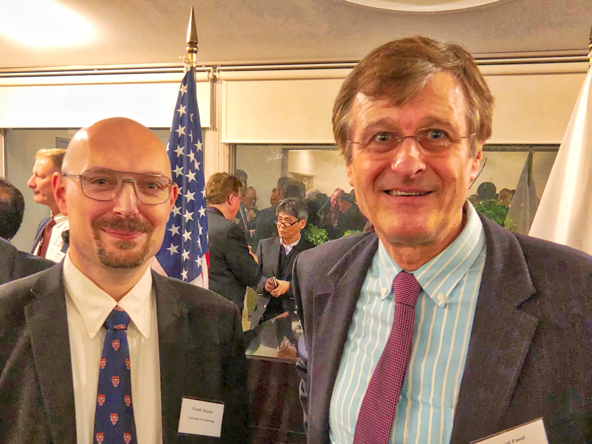Professor Frank Stajano, Trinity Fellow, and Gerhard Fasol at the cyber security conference in Tokyo on 28 March 2018
